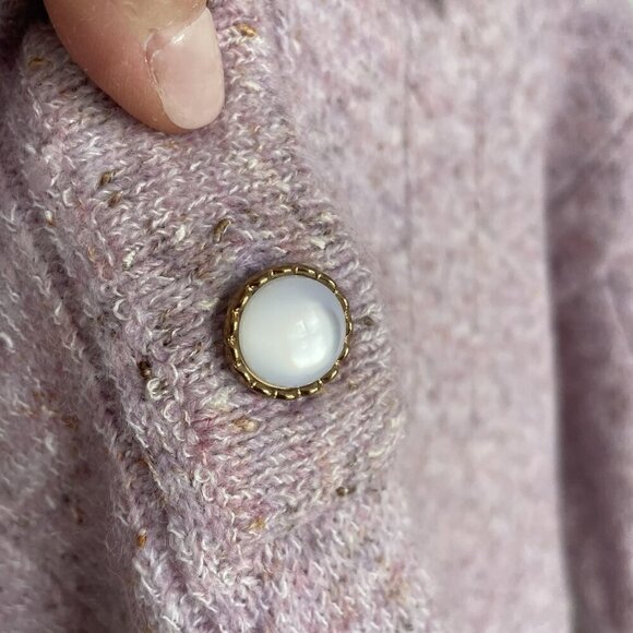 SAN FRANSISCO Like New Light Pink Sweater Pearl-Like Buttons Kangaroo Pocket Med - Picture 6 of 16